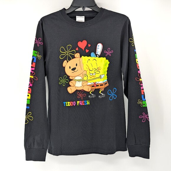 TEDDY FRESH T‎ Shirt Men's S Black Spongebob Squarepants Graphic Long Sleeve - Picture 1 of 11